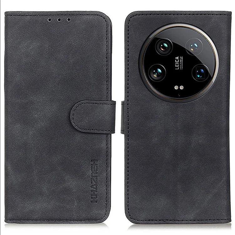 KHAZNEH For Xiaomi 14 Ultra Case Retro PU Leather Wallet Bump Proof Phone Cover