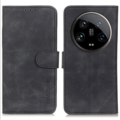 KHAZNEH For Xiaomi 14 Ultra Case Retro PU Leather Wallet Bump Proof Phone Cover
