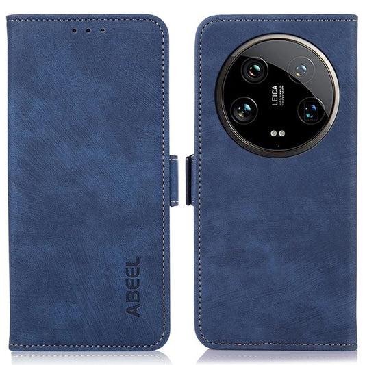 ABEEL For Xiaomi 14 Ultra Cell Phone Case Retro Leather+TPU Anti-scratch Flip Stand Cover