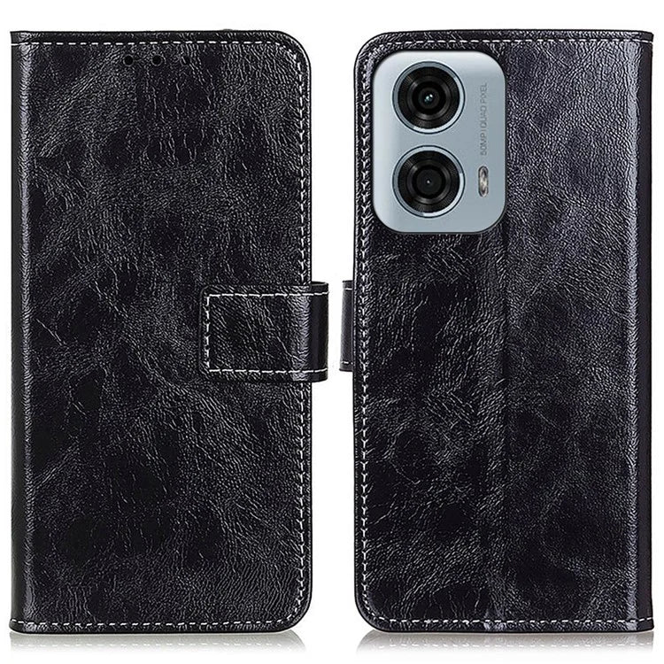 PU Leather Phone Cover for Motorola Moto E14 4G / G04 4G / G04s 4G / G24 4G Retro Crazy Horse Texture Wallet Phone Stand Case