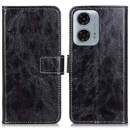 PU Leather Phone Cover for Motorola Moto E14 4G / G04 4G / G04s 4G / G24 4G Retro Crazy Horse Texture Wallet Phone Stand Case