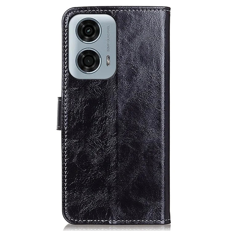 PU Leather Phone Cover for Motorola Moto E14 4G / G04 4G / G04s 4G / G24 4G Retro Crazy Horse Texture Wallet Phone Stand Case