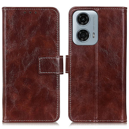 PU Leather Phone Cover for Motorola Moto E14 4G / G04 4G / G04s 4G / G24 4G Retro Crazy Horse Texture Wallet Phone Stand Case