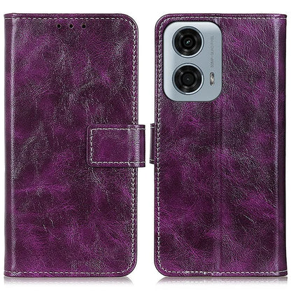 PU Leather Phone Cover for Motorola Moto E14 4G / G04 4G / G04s 4G / G24 4G Retro Crazy Horse Texture Wallet Phone Stand Case