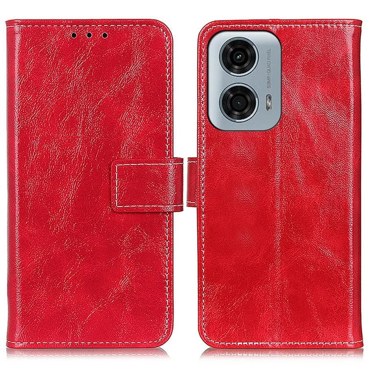 PU Leather Phone Cover for Motorola Moto E14 4G / G04 4G / G04s 4G / G24 4G Retro Crazy Horse Texture Wallet Phone Stand Case