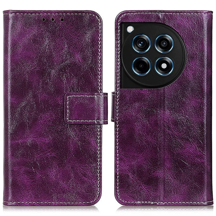 For OnePlus 12R 5G / Ace 3 5G Wallet Case Retro PU Leather Cell Phone Shell
