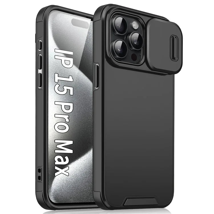 For iPhone 15 Pro Max Case Slide Camera Shield PC+TPU Anti-drop Phone Cover