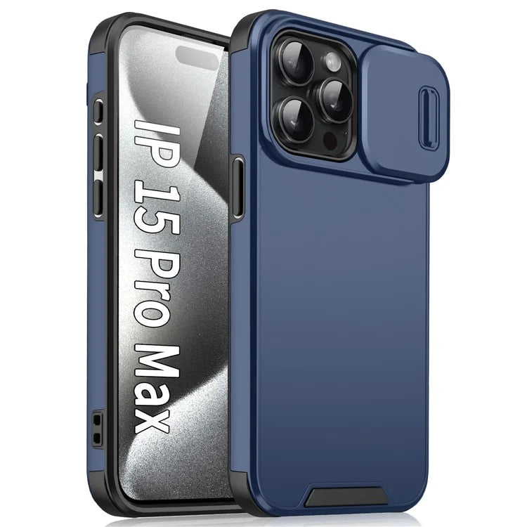 For iPhone 15 Pro Max Case Slide Camera Shield PC+TPU Anti-drop Phone Cover