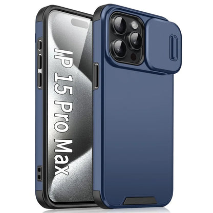 For iPhone 15 Pro Max Case Slide Camera Shield PC+TPU Anti-drop Phone Cover