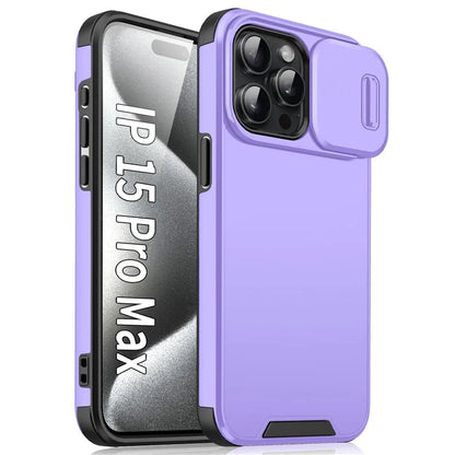 For iPhone 15 Pro Max Case Slide Camera Shield PC+TPU Anti-drop Phone Cover