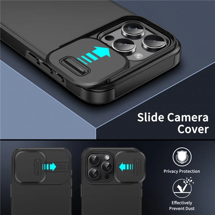For iPhone 15 Pro Max Case Slide Camera Shield PC+TPU Anti-drop Phone Cover