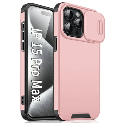 For iPhone 15 Pro Max Case Slide Camera Shield PC+TPU Anti-drop Phone Cover