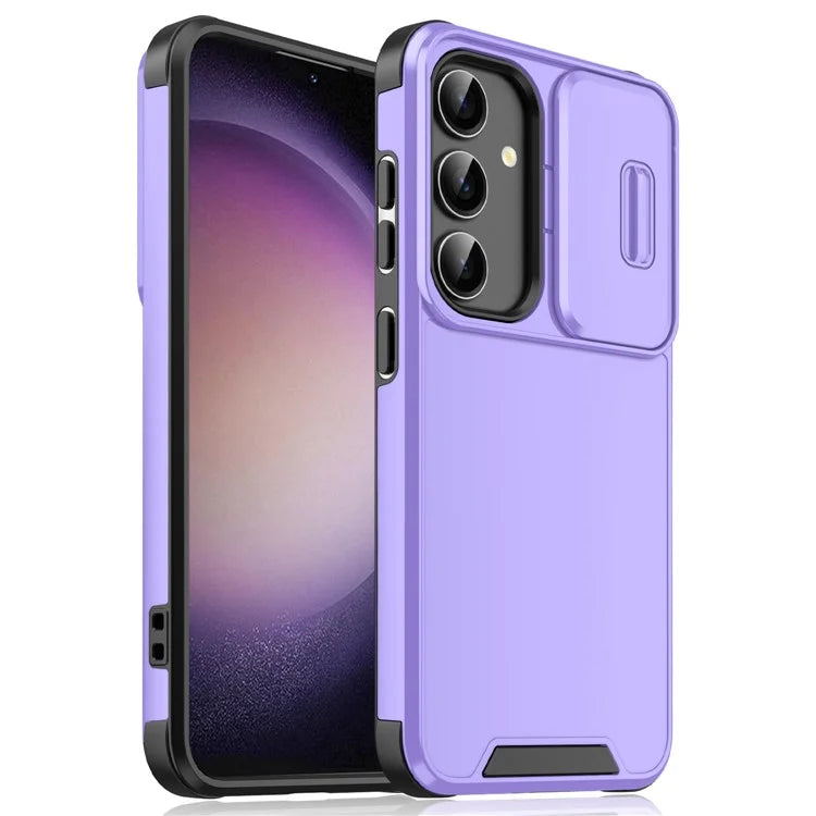 For Samsung Galaxy S23 FE Shockproof Case PC+TPU Phone Cover with Slide Camera Guard