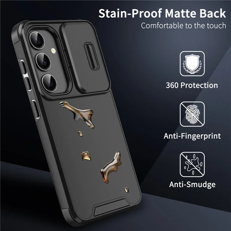 For Samsung Galaxy S23 FE Shockproof Case PC+TPU Phone Cover with Slide Camera Guard