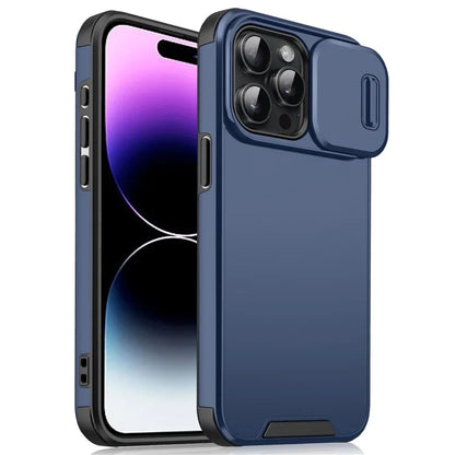For iPhone 14 Pro Shockproof Case PC+TPU Back Phone Cover with Slide Camera Guard