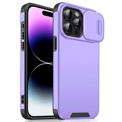 For iPhone 14 Pro Shockproof Case PC+TPU Back Phone Cover with Slide Camera Guard