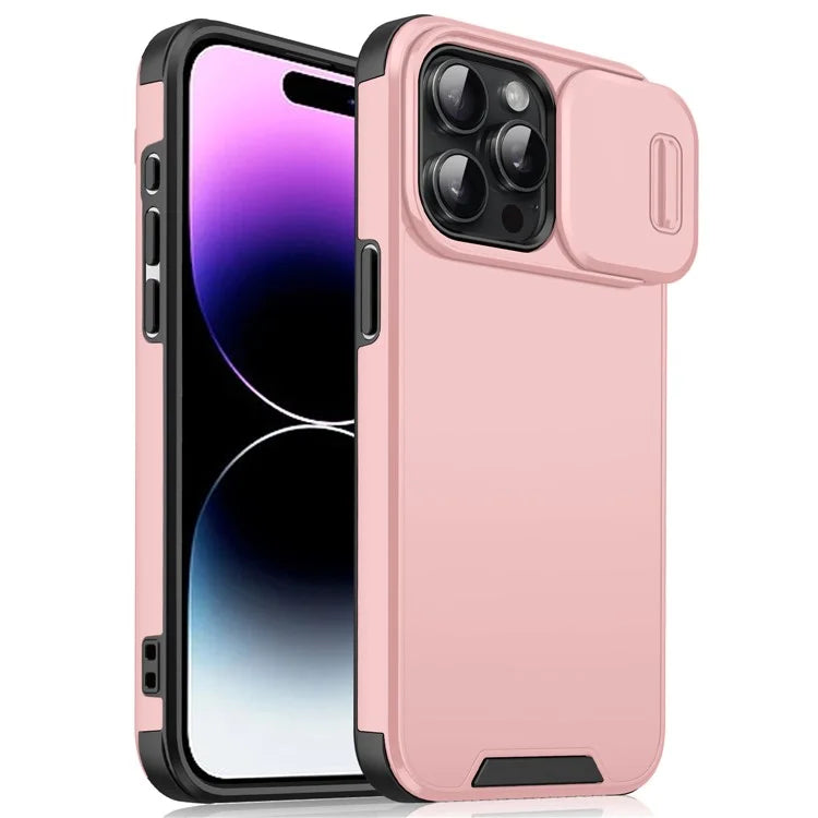 For iPhone 14 Pro Shockproof Case PC+TPU Back Phone Cover with Slide Camera Guard