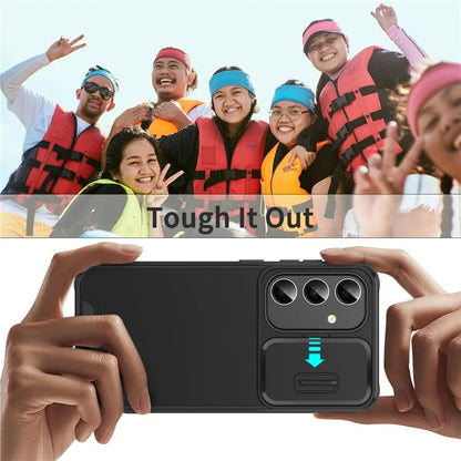 For Samsung Galaxy A15 4G / A15 5G Cell Phone Case Slide Camera Shield PC+TPU Bump Proof Cover