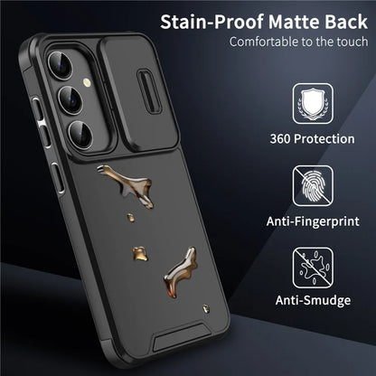 For Samsung Galaxy A15 4G / A15 5G Cell Phone Case Slide Camera Shield PC+TPU Bump Proof Cover