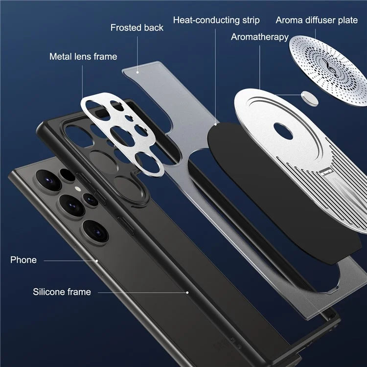 For Samsung Galaxy S24 Ultra Case Graphene Heat Dissipation Design Silicone+PC Phone Cover