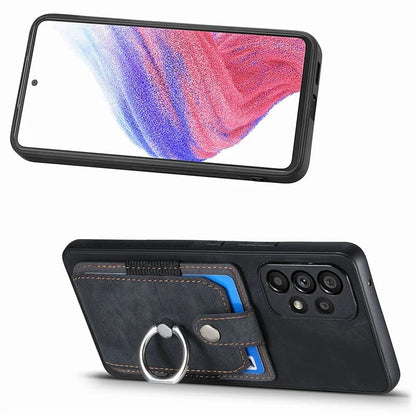 D2 For Samsung Galaxy A13 4G Case Leather Coated TPU Phone Cover with Ring Holder Kickstand