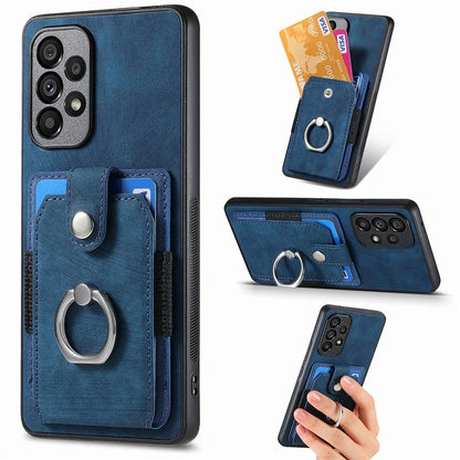 D2 For Samsung Galaxy A13 4G Case Leather Coated TPU Phone Cover with Ring Holder Kickstand