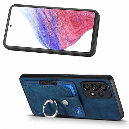 D2 For Samsung Galaxy A13 4G Case Leather Coated TPU Phone Cover with Ring Holder Kickstand