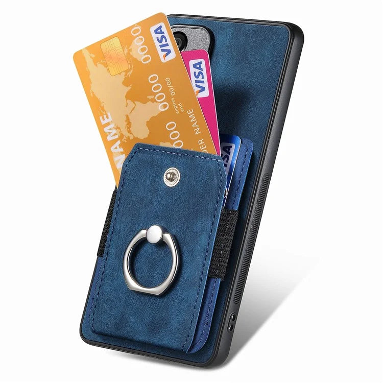 D2 For Samsung Galaxy A13 4G Case Leather Coated TPU Phone Cover with Ring Holder Kickstand