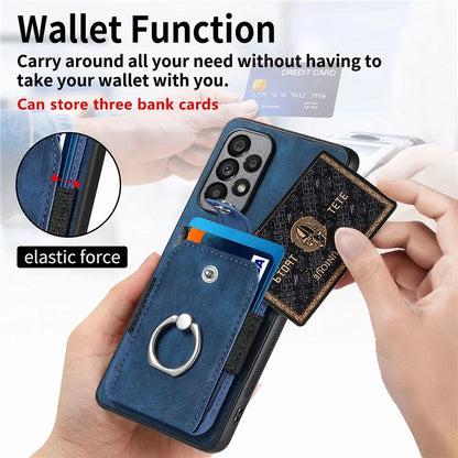 D2 For Samsung Galaxy A13 4G Case Leather Coated TPU Phone Cover with Ring Holder Kickstand