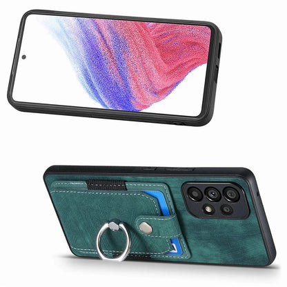 D2 For Samsung Galaxy A13 4G Case Leather Coated TPU Phone Cover with Ring Holder Kickstand