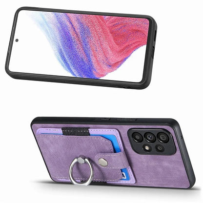 D2 For Samsung Galaxy A13 4G Case Leather Coated TPU Phone Cover with Ring Holder Kickstand