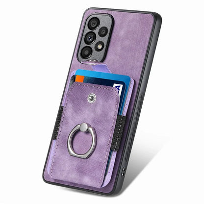 D2 For Samsung Galaxy A13 4G Case Leather Coated TPU Phone Cover with Ring Holder Kickstand