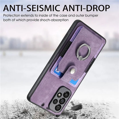 D2 For Samsung Galaxy A13 4G Case Leather Coated TPU Phone Cover with Ring Holder Kickstand
