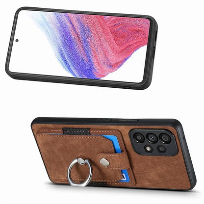 D2 For Samsung Galaxy A13 4G Case Leather Coated TPU Phone Cover with Ring Holder Kickstand