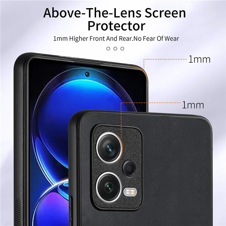 D2 For Xiaomi Redmi Note 12 Pro 5G Case Ring Kickstand Retro Leather+TPU Card Holder Phone Cover