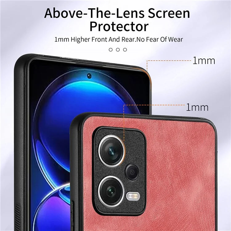 D2 For Xiaomi Redmi Note 12 Pro 5G Case Ring Kickstand Retro Leather+TPU Card Holder Phone Cover