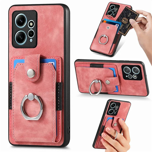 D2 For Xiaomi Redmi Note 12 4G Case Leather Coated TPU Phone Cover with Card Slots