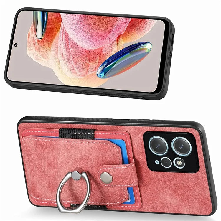 D2 For Xiaomi Redmi Note 12 4G Case Leather Coated TPU Phone Cover with Card Slots