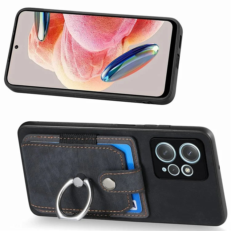 D2 For Xiaomi Redmi Note 12 4G Case Leather Coated TPU Phone Cover with Card Slots