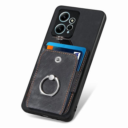 D2 For Xiaomi Redmi Note 12 4G Case Leather Coated TPU Phone Cover with Card Slots