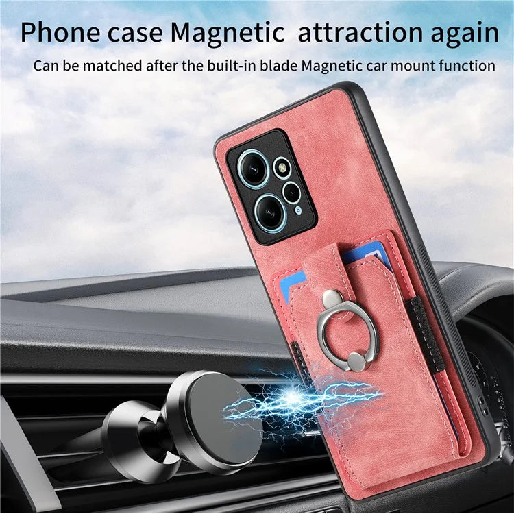 D2 For Xiaomi Redmi Note 12 4G Case Leather Coated TPU Phone Cover with Card Slots