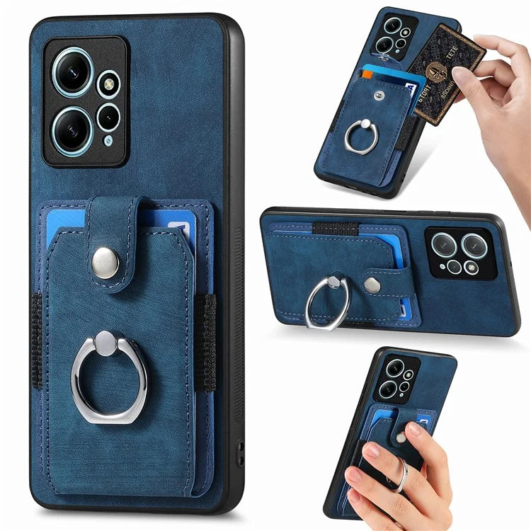 D2 For Xiaomi Redmi Note 12 4G Case Leather Coated TPU Phone Cover with Card Slots