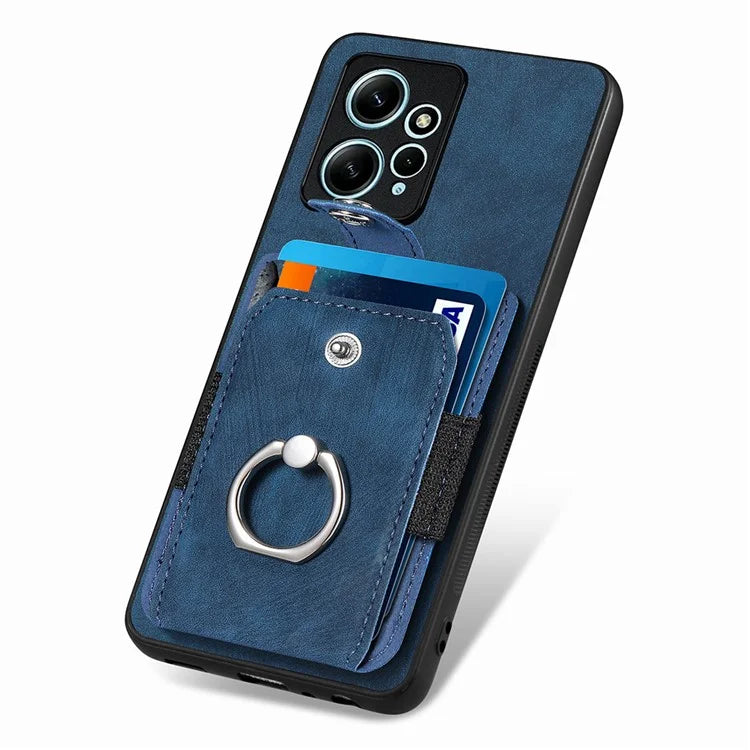 D2 For Xiaomi Redmi Note 12 4G Case Leather Coated TPU Phone Cover with Card Slots