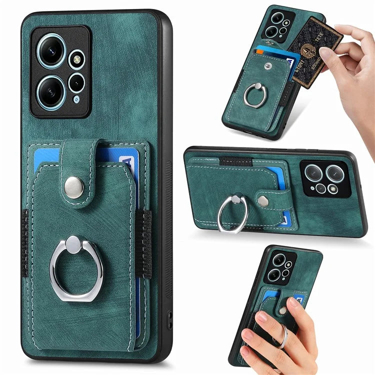 D2 For Xiaomi Redmi Note 12 4G Case Leather Coated TPU Phone Cover with Card Slots