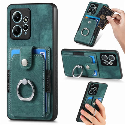 D2 For Xiaomi Redmi Note 12 4G Case Leather Coated TPU Phone Cover with Card Slots