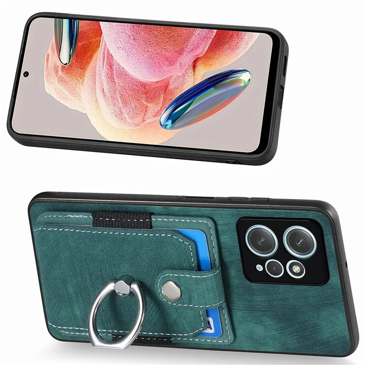 D2 For Xiaomi Redmi Note 12 4G Case Leather Coated TPU Phone Cover with Card Slots