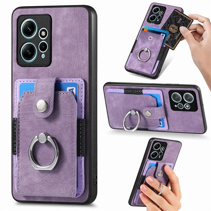 D2 For Xiaomi Redmi Note 12 4G Case Leather Coated TPU Phone Cover with Card Slots