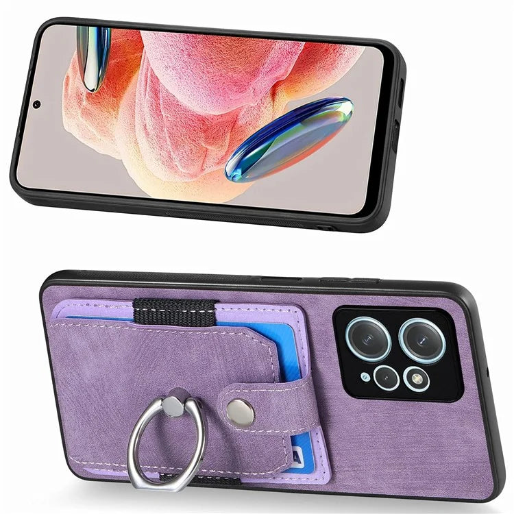 D2 For Xiaomi Redmi Note 12 4G Case Leather Coated TPU Phone Cover with Card Slots