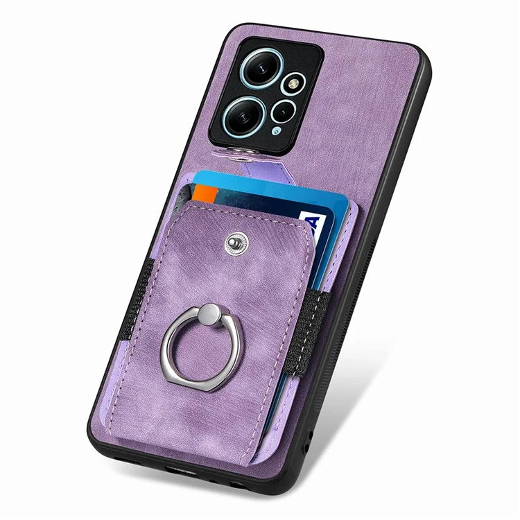D2 For Xiaomi Redmi Note 12 4G Case Leather Coated TPU Phone Cover with Card Slots