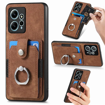 D2 For Xiaomi Redmi Note 12 4G Case Leather Coated TPU Phone Cover with Card Slots